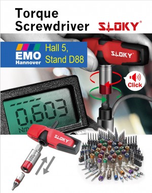 Sloky同代理商竣贸将参加EMO Hannover 2017 , booth # D88 (Hall 5), 18 – 23 September - ChienfuSlokyin emo 2017Come and check our CNC precision, lathing, milling and turning parts; of course alsoSlokyTorque screwdriver and wrenches for all different application including Shooting/Hunting, Circuit board, Tire pressure detector, Bicycle, DIY Market, Drum, Lens, 3C devices and Golf Club. User friendly for CNC cutting tools of machining, lathing, turning, and milling parts.